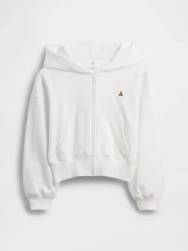 Çocuk Vintagesoft Havlu Kumaşlı Kama Kesim Fermuarlı Kapüşonlu Sweatshirt