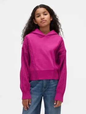 Çocuk Vintagesoft Karışık Malzemeli Kapüşonlu Sweatshirt