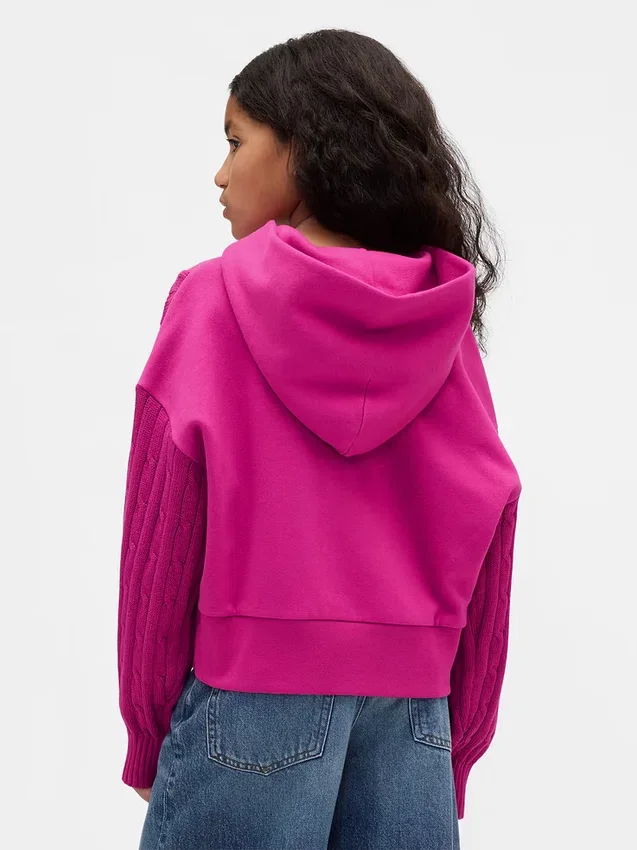 Çocuk Vintagesoft Karışık Malzemeli Kapüşonlu Sweatshirt