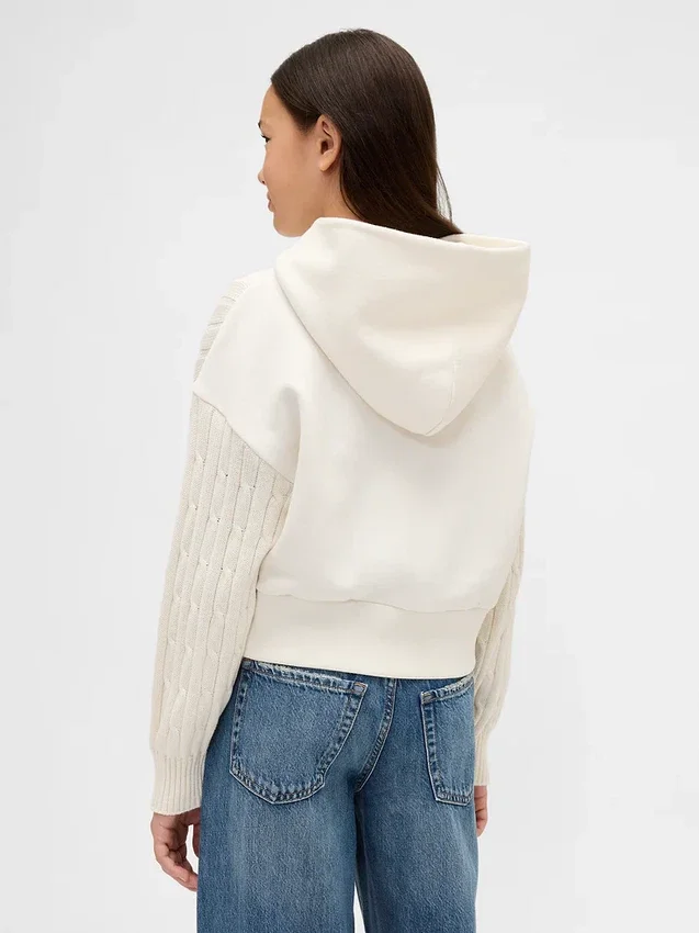 Çocuk Vintagesoft Karışık Malzemeli Kapüşonlu Sweatshirt