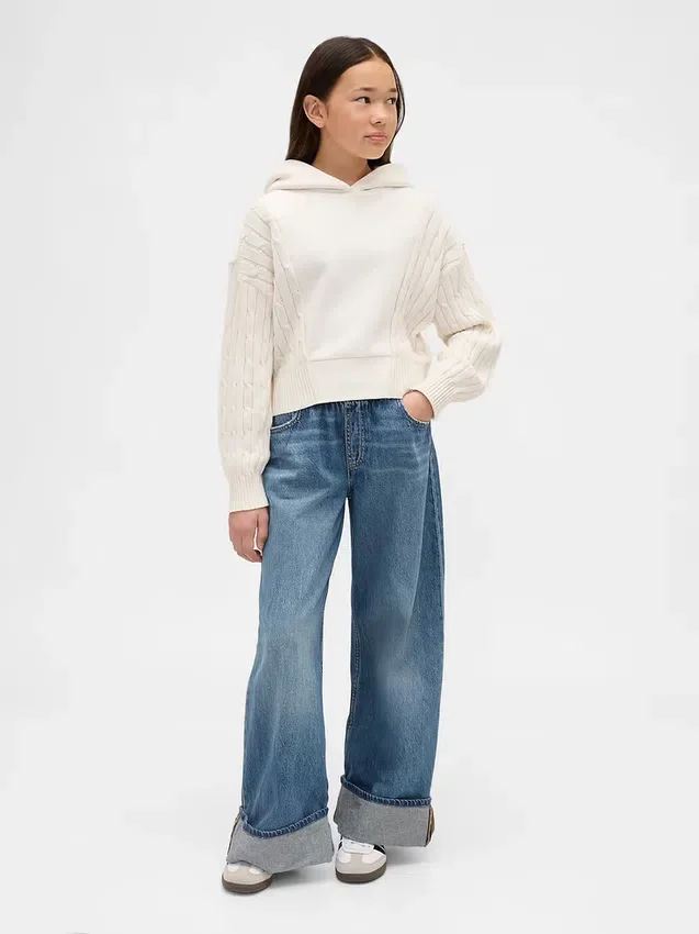 Çocuk Vintagesoft Karışık Malzemeli Kapüşonlu Sweatshirt