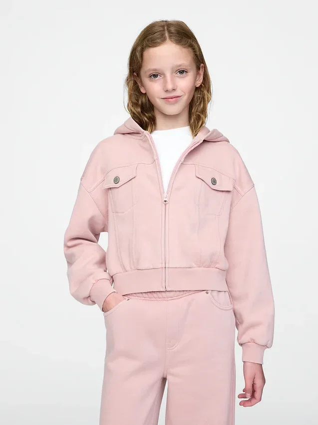 Çocuk Vintagesoft Kısa Fermuarlı Kapüşonlu Sweatshirt