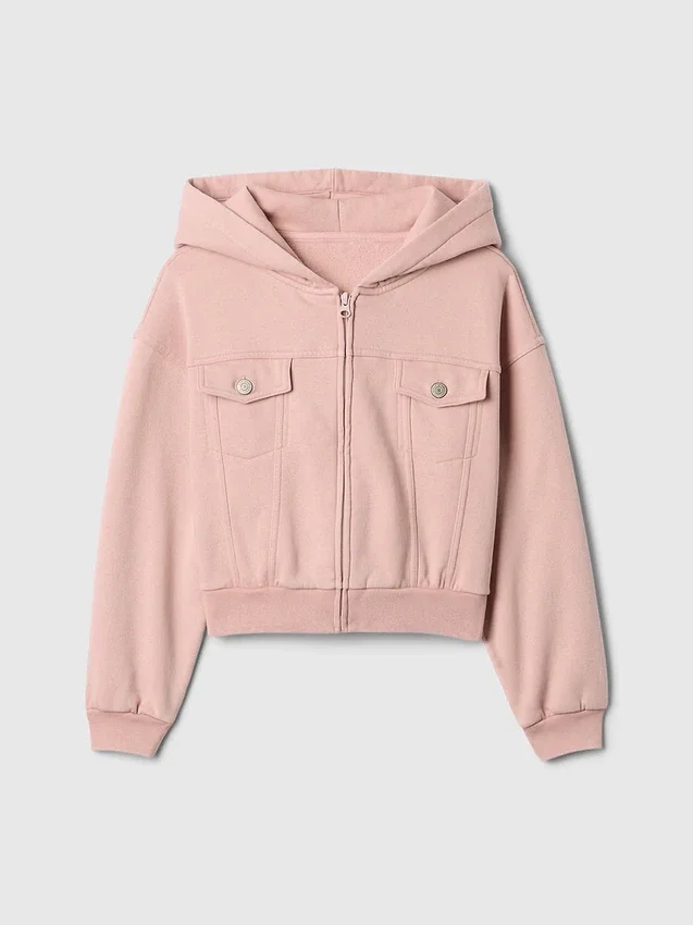 Çocuk Vintagesoft Kısa Fermuarlı Kapüşonlu Sweatshirt