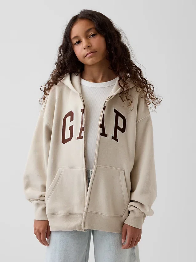 Çocuk Vintagesoft Logolu Fermuarlı Kapüşonlu Sweatshirt