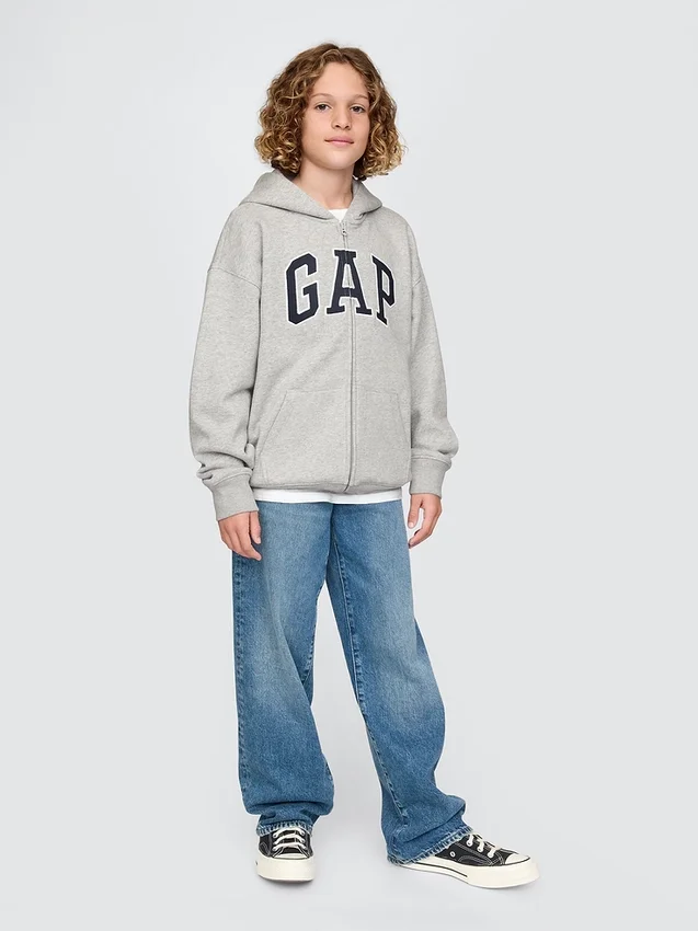 Çocuk Vintagesoft Logolu Fermuarlı Kapüşonlu Sweatshirt