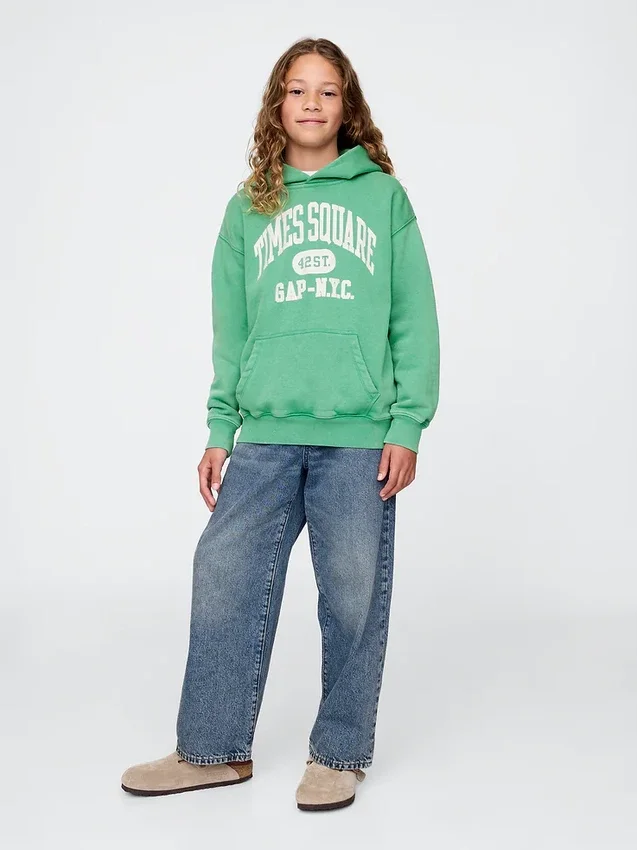 Çocuk Vintagesoft NYC Times Square Kapüşonlu Sweatshirt