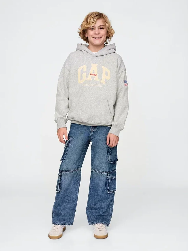 Çocuk Vintagesoft NYC Times Square Kapüşonlu Sweatshirt
