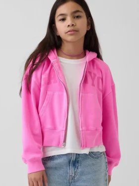 Çocuk Vintagesoft Oversized Logo Fermuarlı Kapüşonlu Sweatshirt