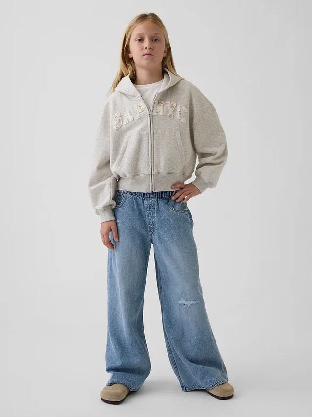 Çocuk Vintagesoft Oversized Logo Fermuarlı Kapüşonlu Sweatshirt