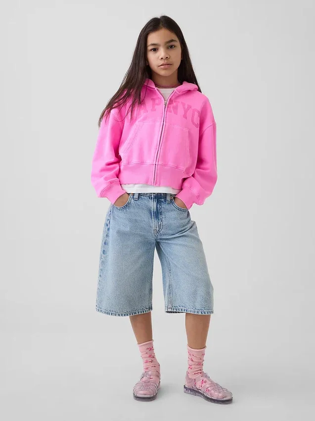 Çocuk Vintagesoft Oversized Logo Fermuarlı Kapüşonlu Sweatshirt