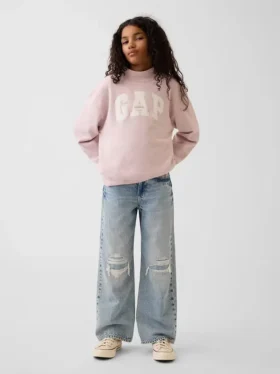 Çocuk Vintagesoft Oversized Mockneck Logo Sweatshirt