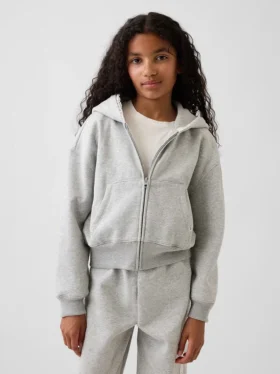 Çocuk Vintagesoft Rahat Dantel Süslemeli Fermuarlı Kapüşonlu Sweatshirt