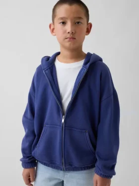 Çocuk Vintagesoft Rahat Kesim Fermuarlı Kapüşonlu Sweatshirt