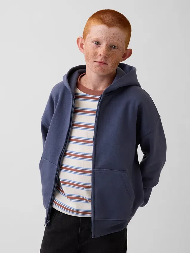 Çocuk Vintagesoft Rahat Kesim Fermuarlı Kapüşonlu Sweatshirt