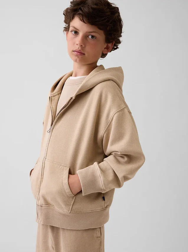 Çocuk Vintagesoft Rahat Kesim Fermuarlı Kapüşonlu Sweatshirt