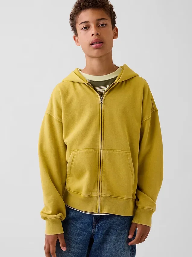 Çocuk Vintagesoft Rahat Kesim Fermuarlı Kapüşonlu Sweatshirt