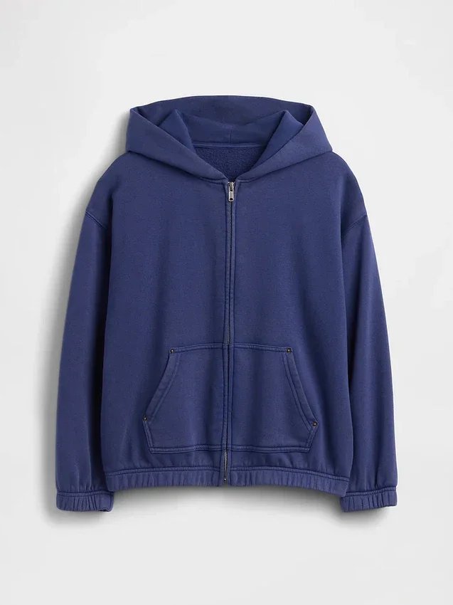 Çocuk Vintagesoft Rahat Kesim Fermuarlı Kapüşonlu Sweatshirt