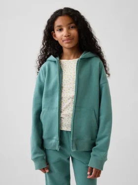 Çocuk Vintagesoft Rahat Kesim Fermuarlı Kapüşonlu Sweatshirt