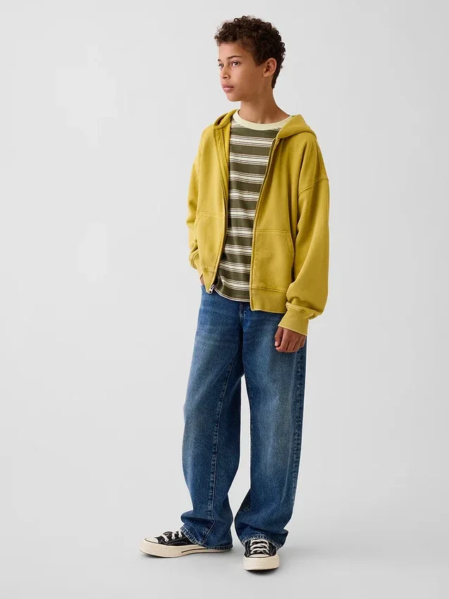 Çocuk Vintagesoft Rahat Kesim Fermuarlı Kapüşonlu Sweatshirt