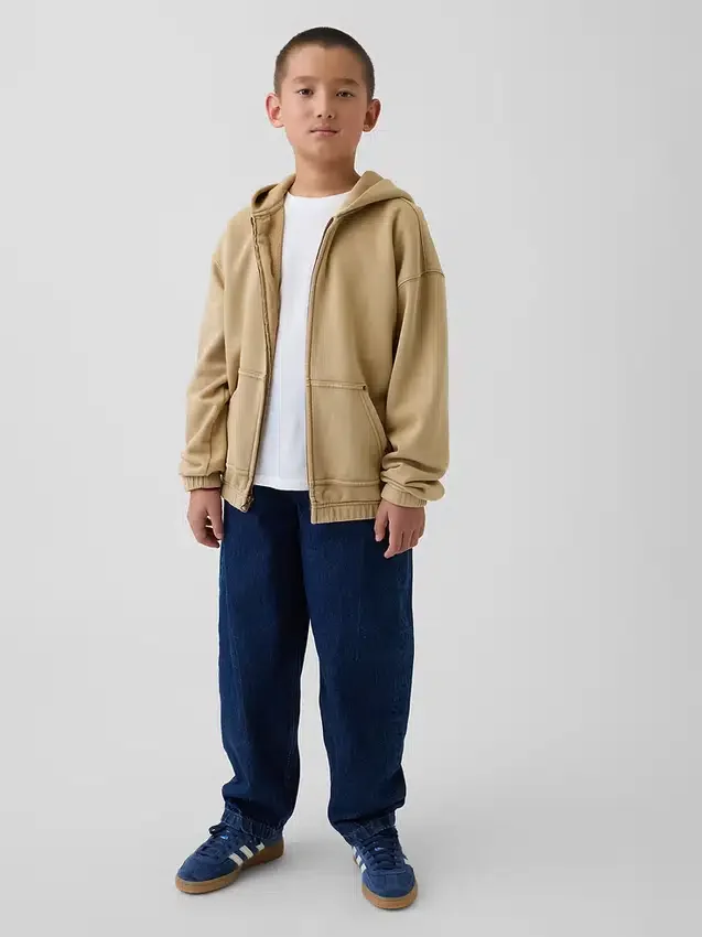 Çocuk Vintagesoft Rahat Kesim Fermuarlı Kapüşonlu Sweatshirt