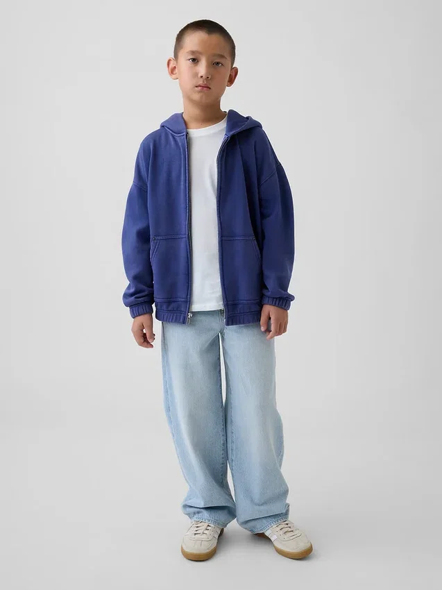 Çocuk Vintagesoft Rahat Kesim Fermuarlı Kapüşonlu Sweatshirt