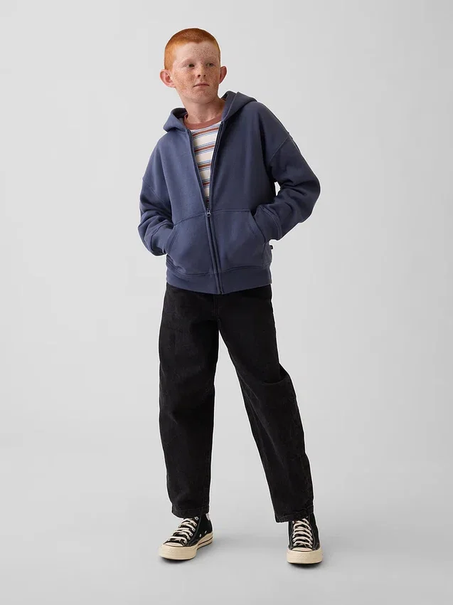 Çocuk Vintagesoft Rahat Kesim Fermuarlı Kapüşonlu Sweatshirt
