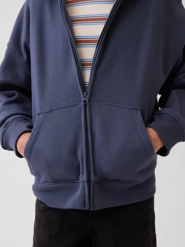 Çocuk Vintagesoft Rahat Kesim Fermuarlı Kapüşonlu Sweatshirt