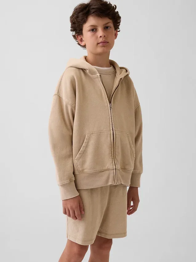 Çocuk Vintagesoft Rahat Kesim Fermuarlı Kapüşonlu Sweatshirt