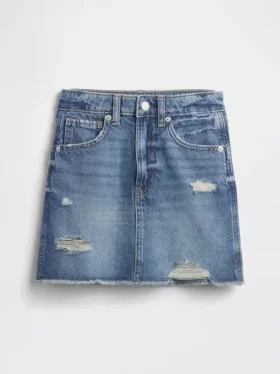 Çocuk Yüksek Bel Denim Etek