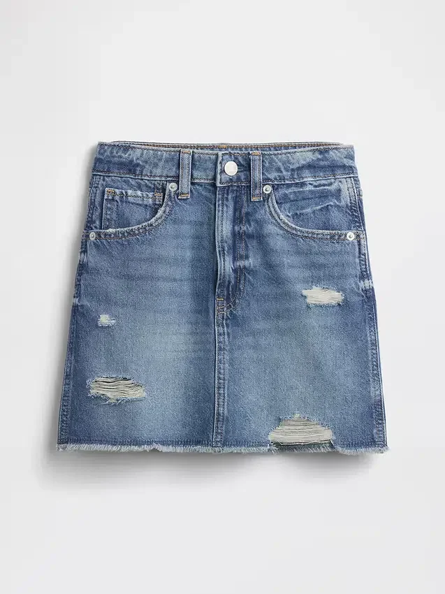 Çocuk Yüksek Bel Denim Etek