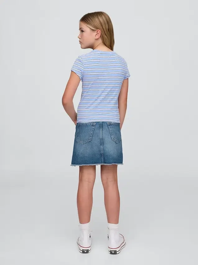 Çocuk Yüksek Bel Denim Etek
