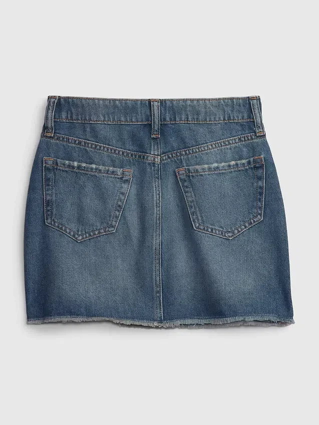 Çocuk Yüksek Bel Denim Etek