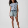 Çocuk Yüksek Bel Denim Kolay Şortlar