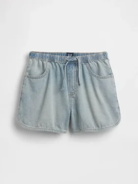 Çocuk Yüksek Bel Denim Kolay Şortlar