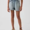 Çocuk Yüksek Bel Denim Kolay Şortlar