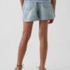 Çocuk Yüksek Bel Denim Kolay Şortlar