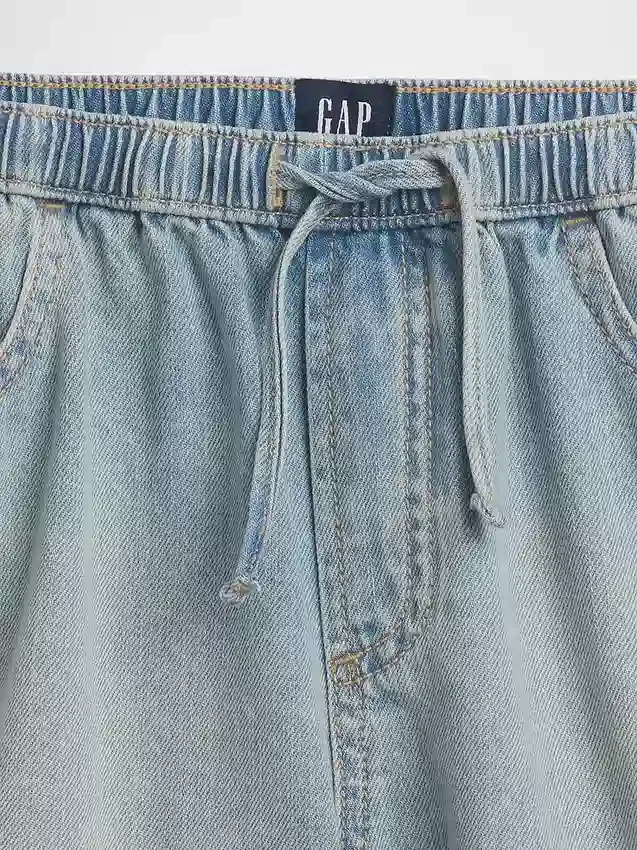 Çocuk Yüksek Bel Denim Kolay Şortlar