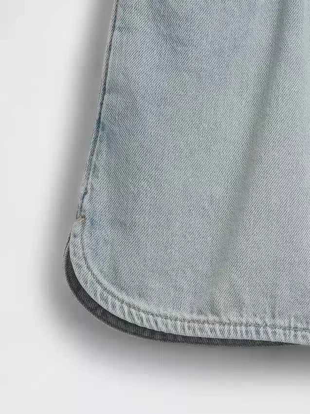 Çocuk Yüksek Bel Denim Kolay Şortlar