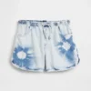 Çocuk Yüksek Bel Tie-Dye Denim Kolay Şortlar