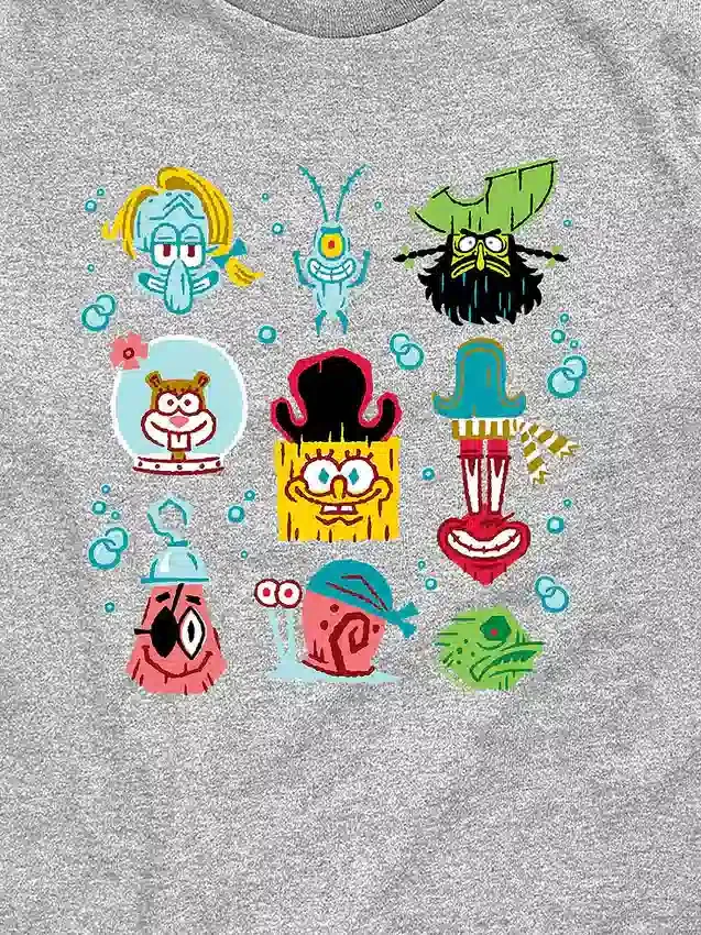 Çocuklar için Spongebob Filmi: Squarepants'ı Ara Desenli Kısa Kollu Şort Tişört