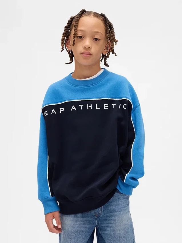 Çocuklar için Vintagesoft Renk Bloklu Logo Sweatshirt