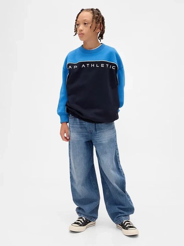 Çocuklar için Vintagesoft Renk Bloklu Logo Sweatshirt