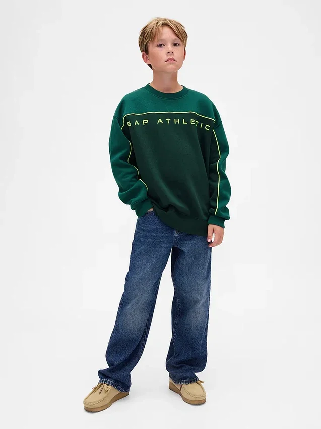 Çocuklar için Vintagesoft Renk Bloklu Logo Sweatshirt