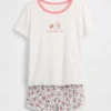 Çocuklar için Winnie the Pooh Geri Dönüştürülmüş Ribana Pijama Şortlar Seti