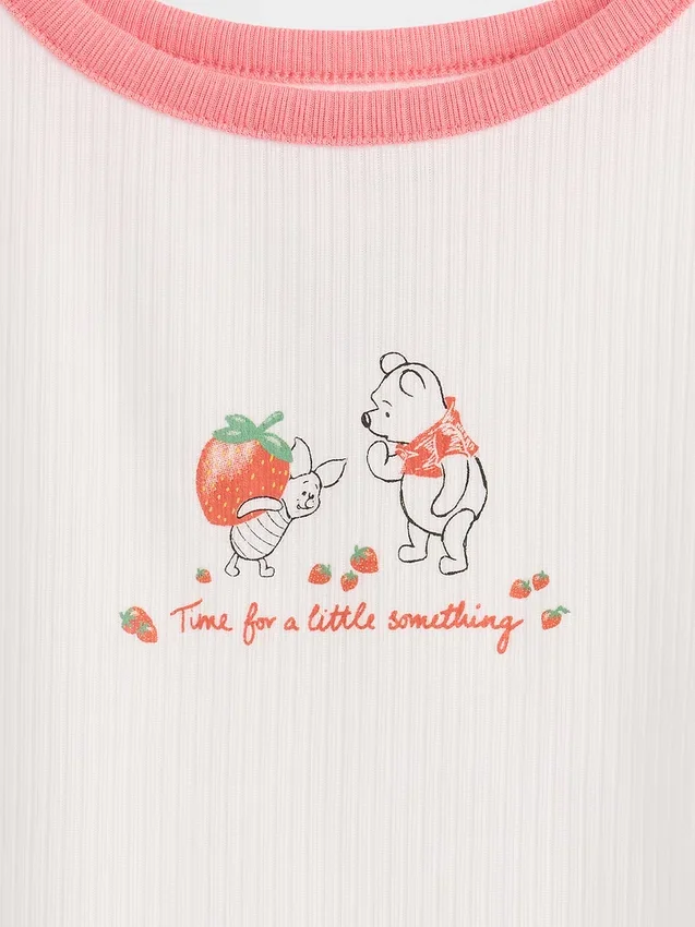 Çocuklar için Winnie the Pooh Geri Dönüştürülmüş Ribana Pijama Şortlar Seti