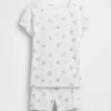 Çocuklar için Winnie the Pooh Organik Fırçalanmış Pamuklu Pijama Şortlar Seti