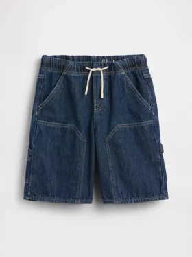 Çocuklar İçin 90’lar Tarzı Bol Kesim Kolay Denim Marangoz Şortu