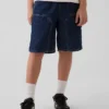 Çocuklar İçin 90'lar Tarzı Bol Kesim Kolay Denim Marangoz Şortu