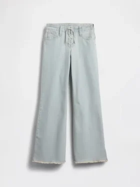 Çocuklar İçin Alçak Bel Bağcıklı Gevşek Flare Jean’ler