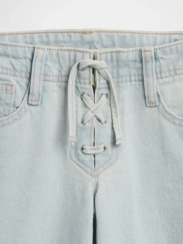 Çocuklar İçin Alçak Bel Bağcıklı Gevşek Flare Jean'ler
